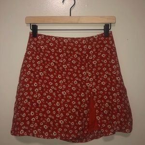 skylar + madison orange floral slit mini skirt